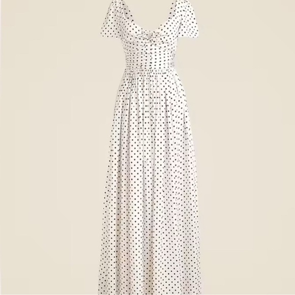 J. Crew Dresses & Skirts - J. Crew White Polka Dot Maxi Dress with Tie Front